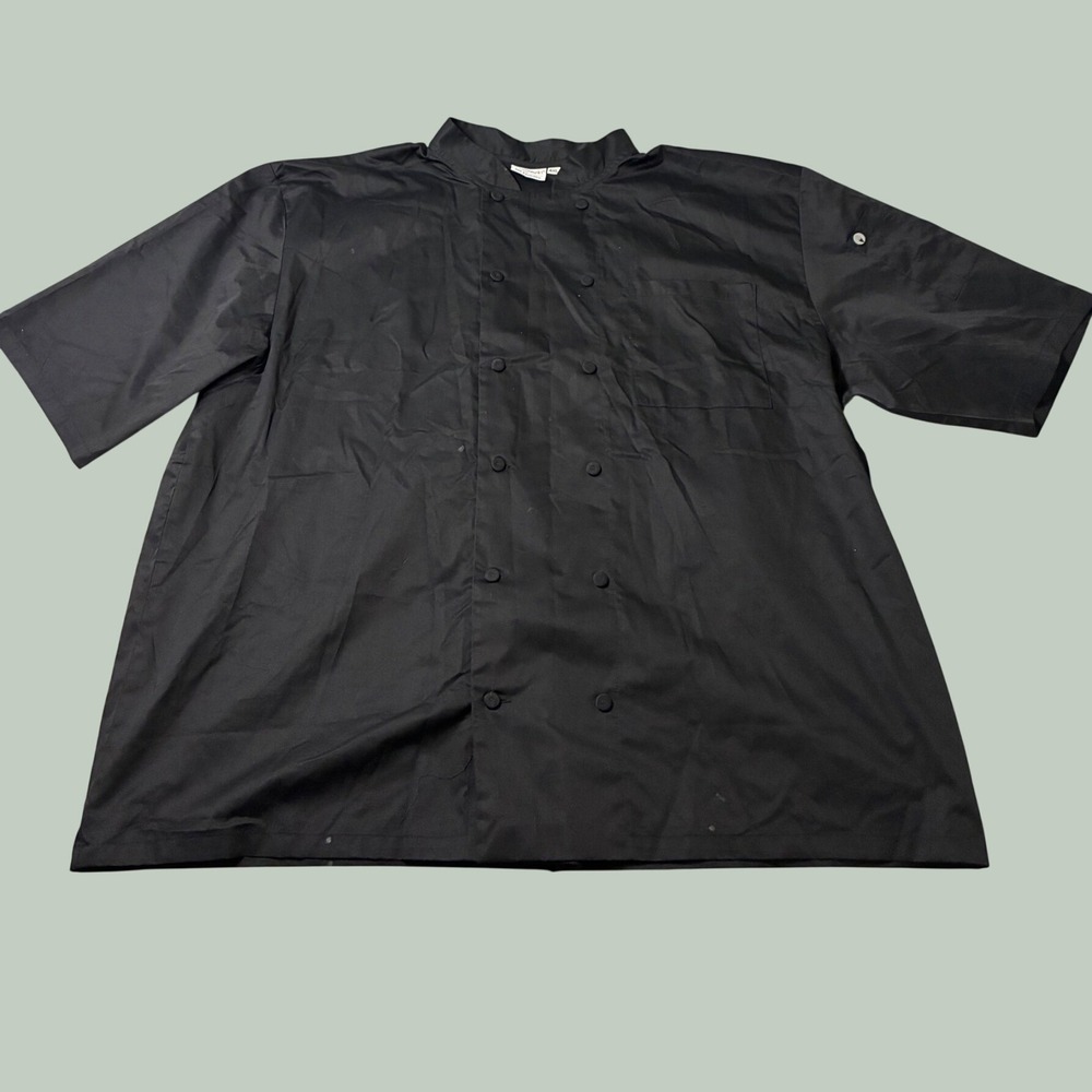 Set of 2 Chef Works Mens 4XL Black Short Sleeve Double Breasted Chef Coat Jacket